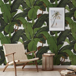 Banana Leaf Tropical Rainforest Wallpaper Green Leaves Print Palm Tree Jungle Print Boho Decor