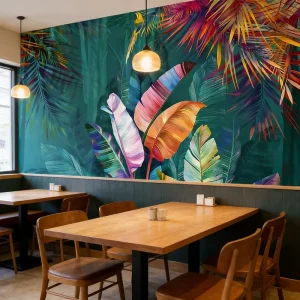 Bar KTV Cafe Wall Cloth Tropical Plant Pattern Restaurant Wallpaper Living Room Bedroom TV Wall Bed Background Wall Mural