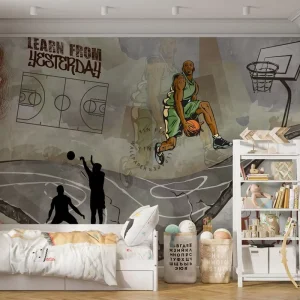 Basketball Self adhesive Wall Paper Sticker Wallpaper for Boy Room
