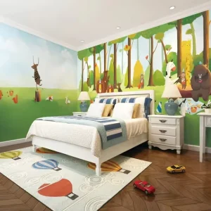 Beautiful Nature Cartoon Figure Dinosaur World Map Textile Mural Wallpaper 3D for Kids Room