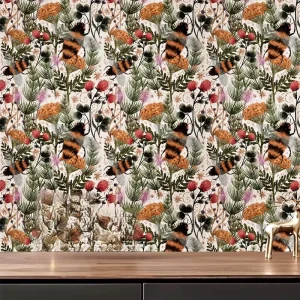 Bee and Floral Wallpaper stripe wallpaper glass mosaic 3d wall panel with led light peel and stick 3d screen