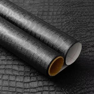 Black Crocodile Textured Wallpaper Faux Leather Self Adhesive Wallpaper Waterproof Wall Covering for Living Room Furniture