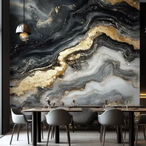 Black Gold Silk Waterproof Wrinkle Resistant Marble Wallpaper Modern Easy Installation Customized Size Graphic Design Household