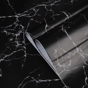 Black Marble Sticker Kitchen Wall PVC Vinyl Stone Film Sheet Board Peel and Stick Furniture Wallpaper