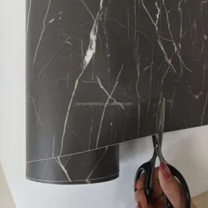 Black Marble Waterproof Vinyl Wallpaper for Bathroom Countertops Anti Slip & Easy to Clean