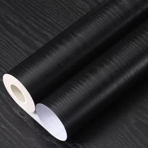 Black PVC Peel and Stick Waterproof Wallcovering for Living Rooms and Bedrooms
