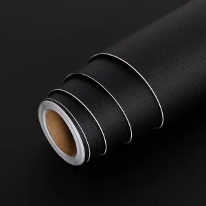 Black Textured Wallpaper Rolls Self Adhesive Peel and Stick Solid Colour Wallpaper for Home 23.5 Inch X196.7inch