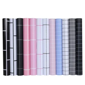 Black White Geometric Peel and Stick Vinyl Wallpaper Self Adhesive Matte Grid Wall Paper Roll for Bedroom Living Room Hotel