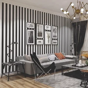 Black White Striped Wallpaper Peel and Stick Wallpaper Self-Adhesive Removable Waterproof Wall Paper for Walls Modern Vinyl Film