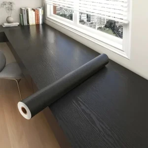 Black Wood Grain Self Adhesive Waterproof PVC Vinyl Wallpaper for Bedroom Living Room Outdoor Use Eco Friendly DIY Decorative
