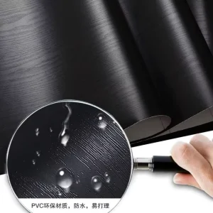 Black Wood Matt Furniture Sticker Film PVC Adhesive Vinyl Wallpaper Cabinet Wood Fiber Eco-Friendly Waterproof Outdoor