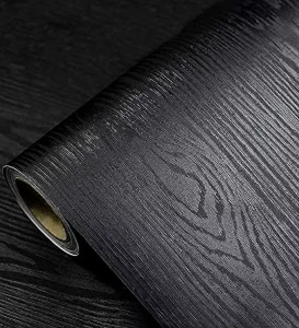 Black Wood Peel and Stick Paper Self Adhesive Wallpaper for Bedroom or Kitchen Surfaces Easy to Clean Thickening