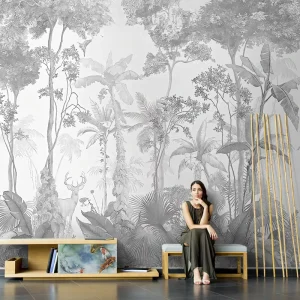 Black and White Elk 3D Wallpaper Stickers Living Room TV Wall Decoration Mural Wall Cloth
