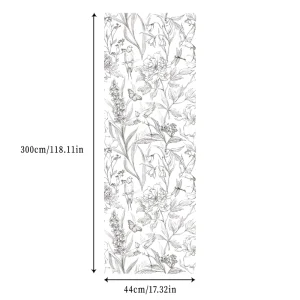 Black and White Wall Paper Butterfly Peel and Stick Wallpaper Flowers and Birds Wallpaper