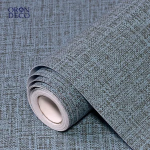 Blue Grasscloth Peel and Stick Wallpaper Faux Linen Textured Removable Self Adhesive Vinyl Wallpaper for Bedroom