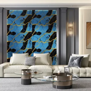 Blue Marble Brick Peel Stick Wallpaper PVC Water Resistant Self-Adhesive Stickers for Bathroom Kitchen Backsplash Hanging