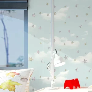 Blue Sky and White Clouds 3D Stars Children’s Wallpaper Bedroom Living Room Children’s Room Warm Simple Cartoon Wallpaper