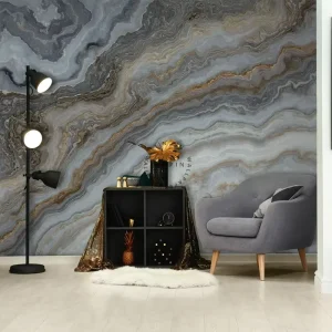 Brown Ripple Botanical Self Adhesive 3D Non Woven Wallpapers Modern Waterproof for Living Room Bedroom Dining Home Decoration