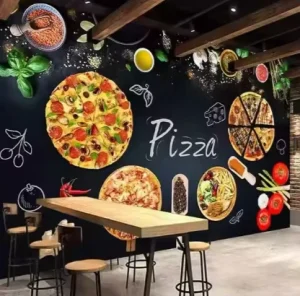 Burger Snack Wall Mural Bar Fast Industrial Decor 3D Mural Fast Food Restaurant Wall Papers