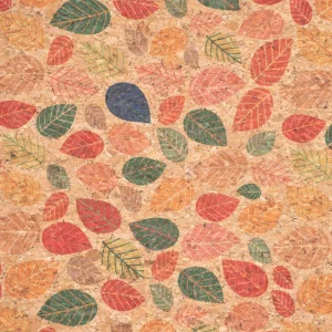 By the Yard Custom Printing Cork Leather Fabric Wood Grain PU Leather for Handbags Shoes Wallpaper