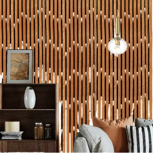 CHOOWIN 3D Home Wallpaper Faux Grille Wood Grain Wallpaper Home Decoration Customized Self-Adhesive Wallpaper Rolls