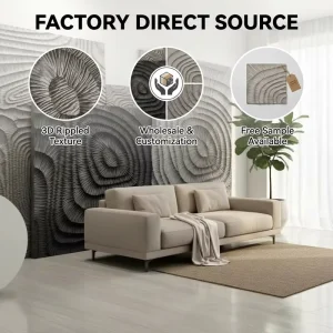 CNC Carved Wood Wall Cladding 3D Textured Wood Panel Eco-friendly Decorative Wall Covering for TV Background Wall