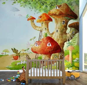 Canvas Backing Digital Printing 3D Wallpaper for Kids Room
