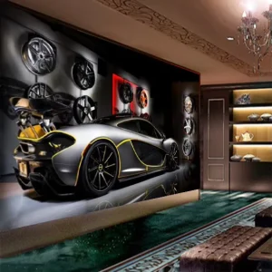Car Wallpaper Car Wash Shop 3D Self Adhesive Wallpaper 4s Car Beauty Modification Shop Mural Workshop Waterproof Wall Sticker