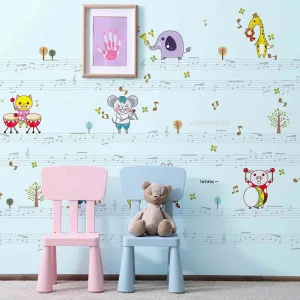 Cartoon Animals Design Custom Seamless Mural 3D Wallpaper for Kids Bedroom