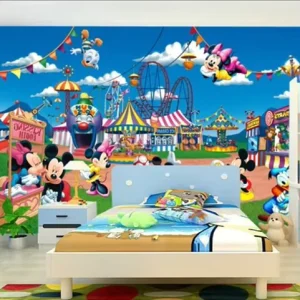 Cartoon Children’s Room Mickey Mouse Wallpaper for Kids Room Self-Adhesive Background Wall Mural