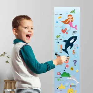Cartoon Design PVC Waterproof Removable Dry Erase Growth Chart Educational Wall Wallpaper for Kids’ Room Birthday Gift