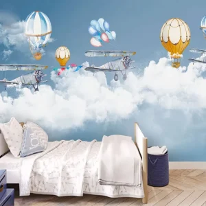 Cartoon Ocean Whale Wallpaper Children’s Room Background Wall Dinosaur Bear Girl Boy Bedroom Bedside Wall Covering
