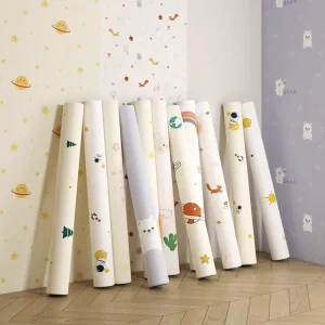Cartoon Printed Wallpaper Self adhesive Environmental protection Odorless White Children’s Bedroom Wallpaper