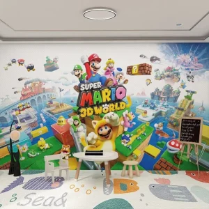 Cartoon Super Mario Game Theme Mural Children’s Room Home Wallpaper Sticker
