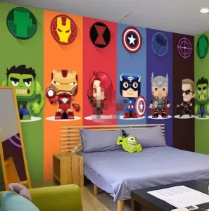 Cartoon Superhero Children’s Room Wallpaper Home Decoration