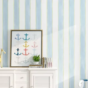 Cartoon Vertical Stripe Kids Wallpaper Modern Nordic Minimalist Design for Children Bedroom Interior
