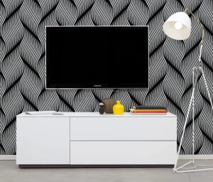 Characteristic Vertical Ripple Pattern Wallpaper 3D Living Room