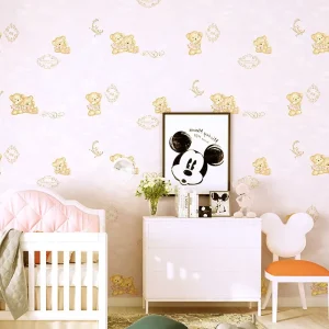 Children’s Bedroom Decorative Non Woven Wallpaper Geometric Pattern Cartoon Design in Mediterranean Style for Interior Walls