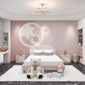 Children’s Room Wall Fabric 3D 5D 6D Stripe Environmental Protection Wall Cloth Girl Bedroom Background Wall Decorative Cloth