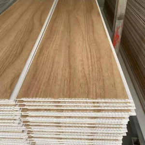 China Factory Wallpaper Foil V Gap PVC Wall Panels Wooden Color Great Wall Panel Foil Embossed Fluted PVC Wall Paneling