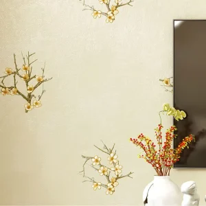 Chinese Style 3D Waterproof PVC Decorative Paper Plum Blossom Floral Wallpaper for Tea Rooms Hotel Restaurants Background Walls