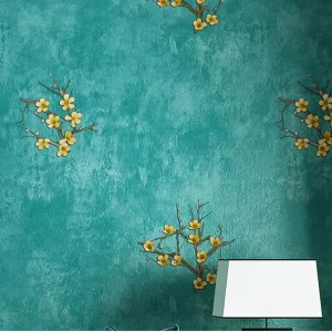 Chinese Style 3D Waterproof PVC Wallcovering Plum Blossom Flower Zen Wallpaper for Tea Rooms Hotels Restaurant Background Walls