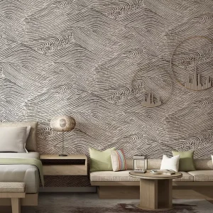Chinese Style Abstract Purple Japanese Style Ocean Wave Wallpaper Non Woven Light Luxury Living Room Wallpaper