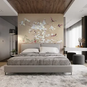 Chinese Style Bedroom Bedside Background Wall Paper 3D Home Decoration Mural Wallpaper