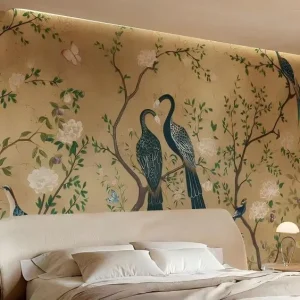 Chinese Style Bird and Flower Wallpaper Mural for Home Hotel Bedroom Living Room Interior Wall Decoration