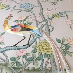 Chinese Style Luxurious Waterproof Eco-Friendly Embroidery Wallpaper Embroidered Floral Wall Panel Home Hotel Living Room