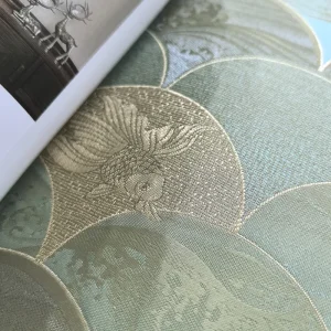 Chinese Style Pattern Jacquard Embroidery Seamless Background Walls Modern Geometric Fish Scale Fabric Textured Wallpaper