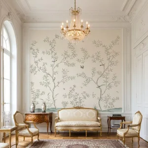 Chinoiserie Wallpaper Bird Tree Soft Pastel Blossom Branch Butterfly Wall Paper for French Style Living Room Villa Hotel Decor