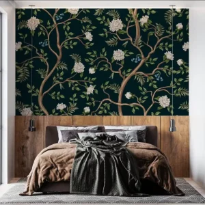 Chinoiserie White Peony Wall Papers Decor Wallpaper Wall Living Room 3d