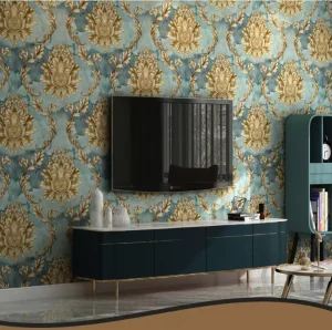 Classic Damascus Pattern Self-Adhesive PVC Vinyl Wallpaper Waterproof & Easy-to-Install Wall Sticker for Living Room Bedroom